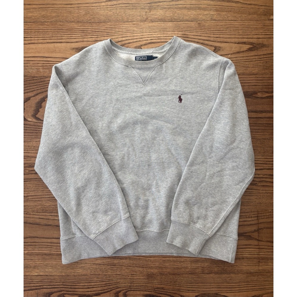 Vintage Y2K Polo Ralph Lauren Men's XL Gray Crewneck Sweatshirt Pony